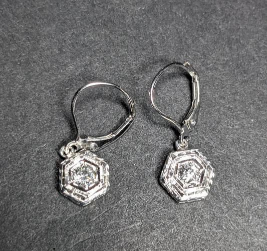 Art Deco hexagon set diamond earrings