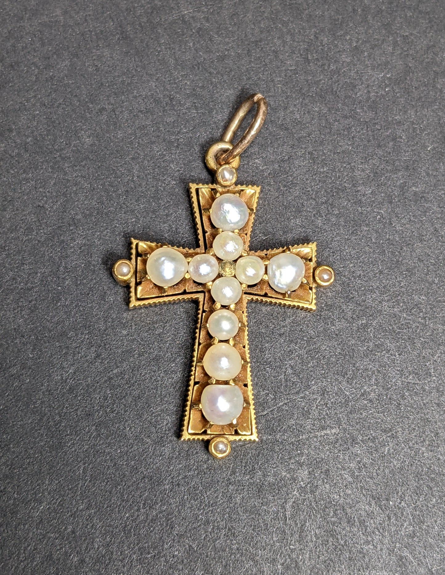 French Gold and Pearl Cross