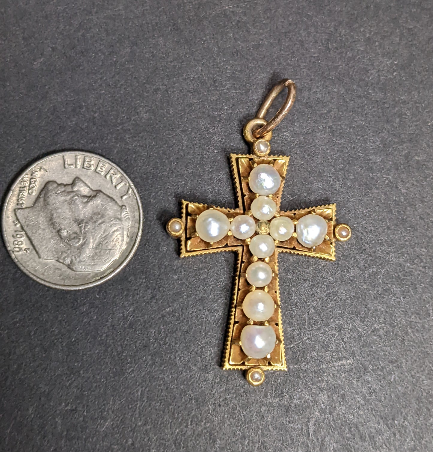 French Gold and Pearl Cross