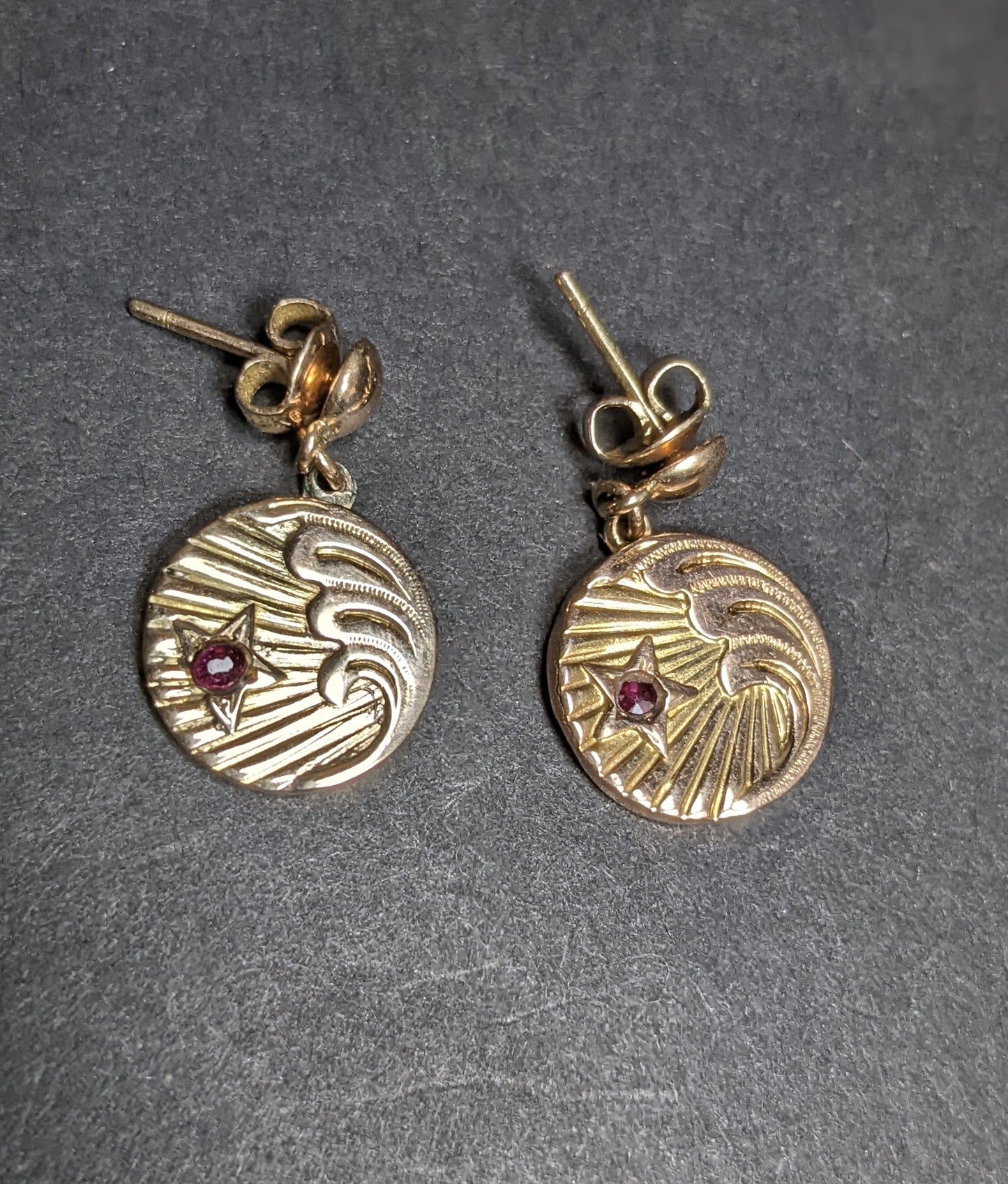 1930's Ruby and Yellow Gold Earrings