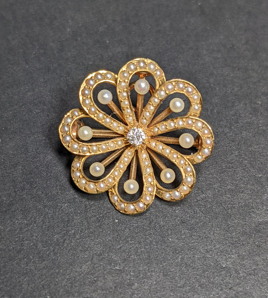 14k Victorian Era Starburst With Original Pin and Hook