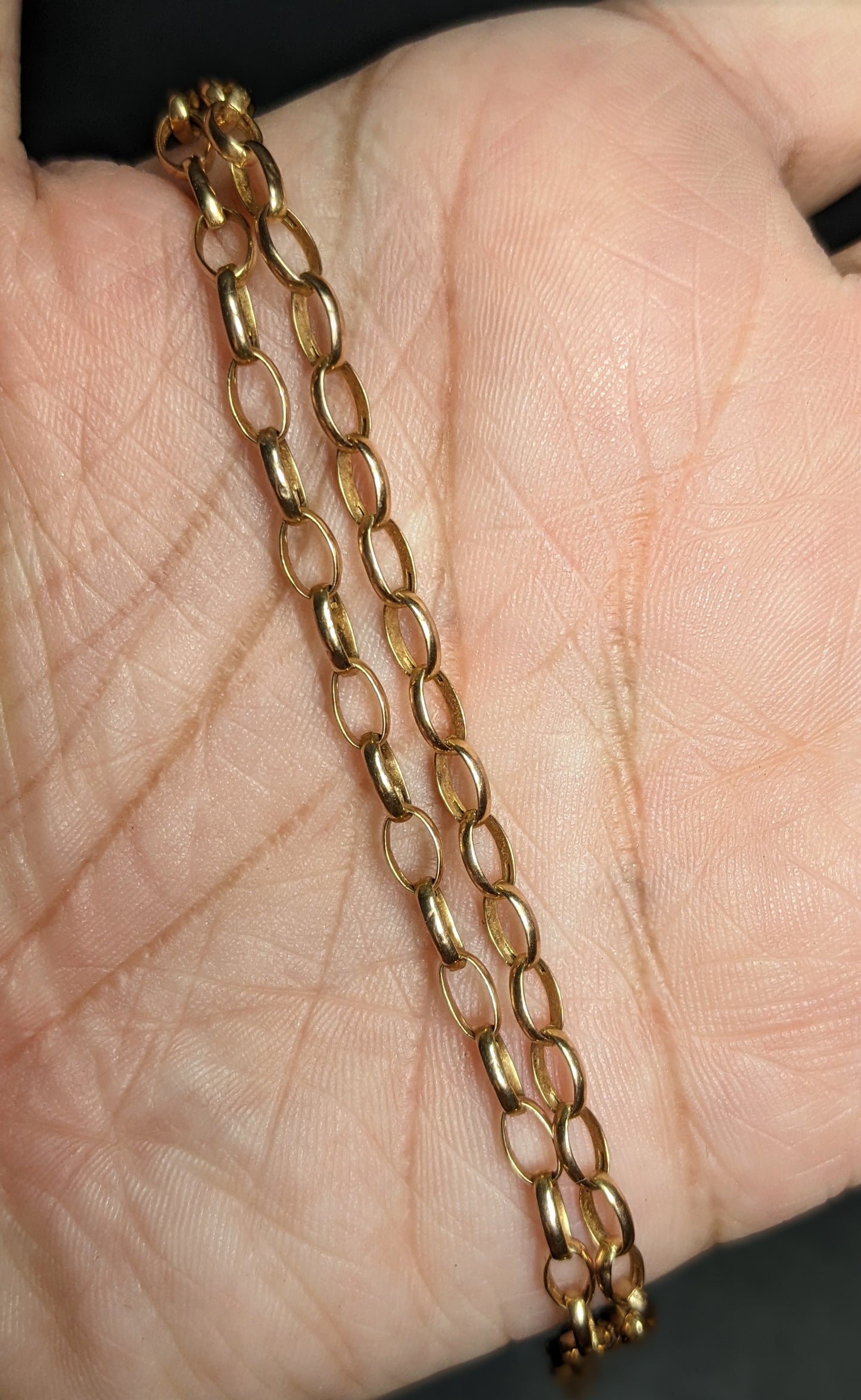 14k rose gold oval chain with charm clasp