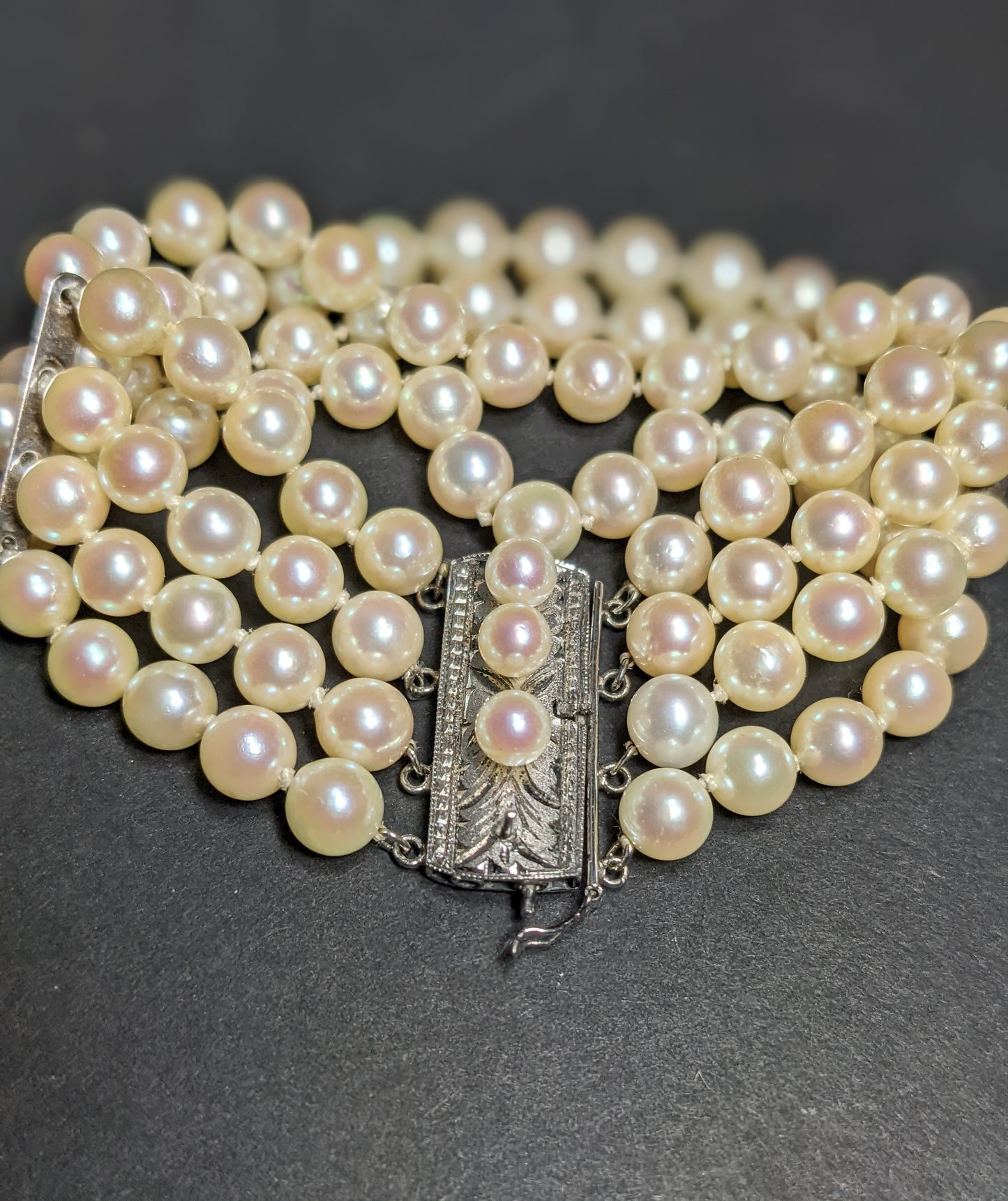 4 strand sterling pearl bracelet