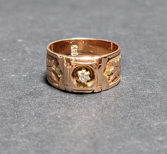 14kt Late 1800's rose gold and diamond band