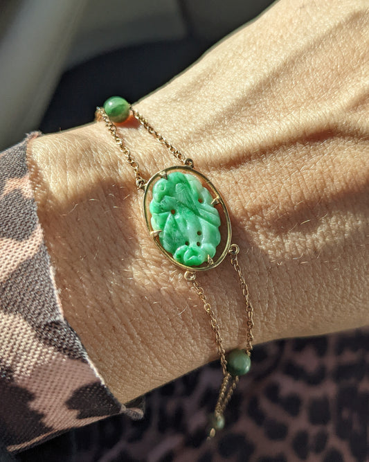 Carved jade bracelet