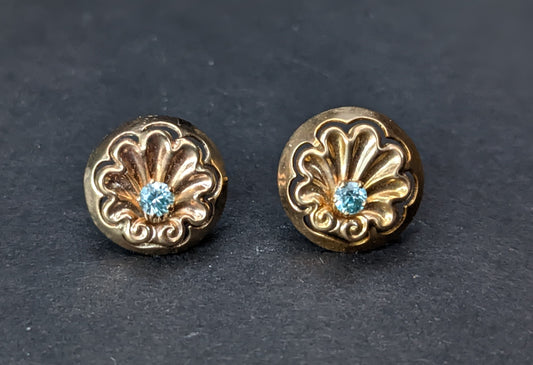 1930's Blue Zircon Shell Earrings
