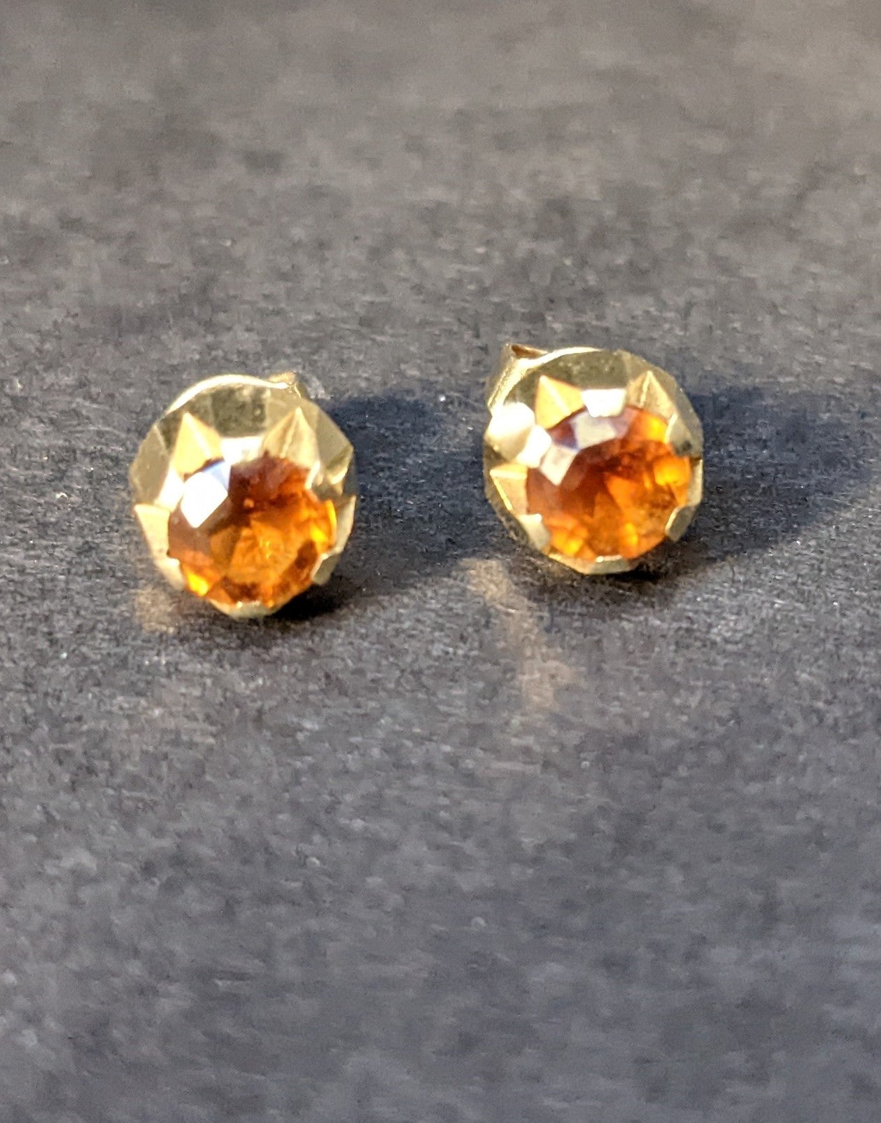 1930s citrine and 14k stud earrings