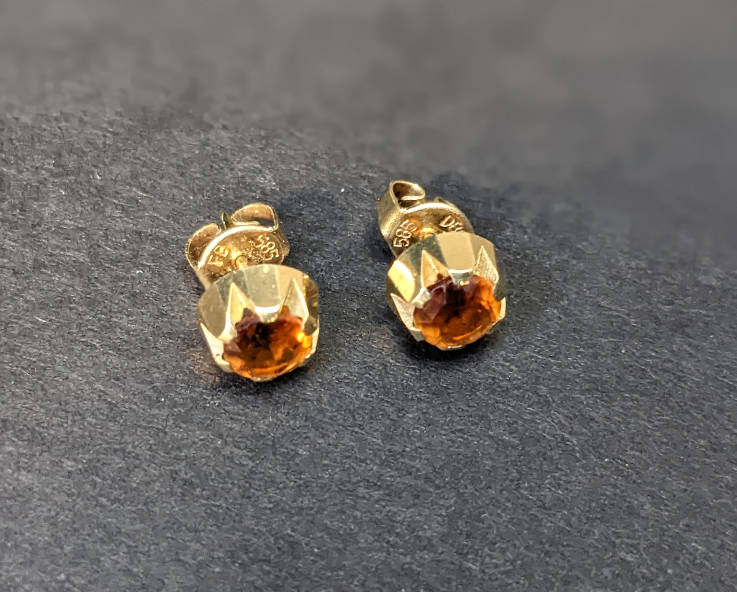 1930s citrine and 14k stud earrings