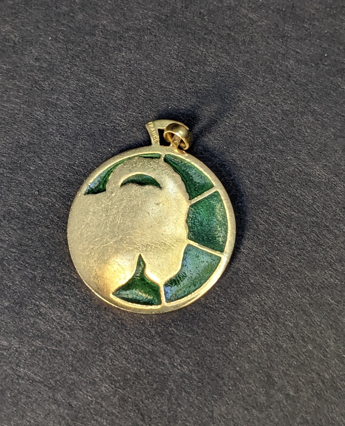 18k Plique a Jour Ram Pendant
