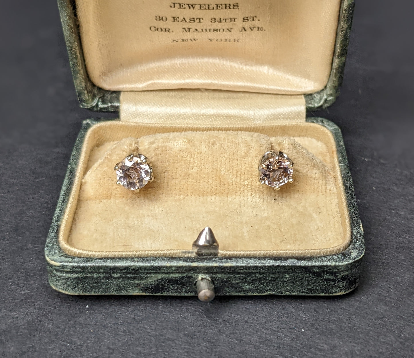 Morganite and Platinum Art Deco Stud Earrings