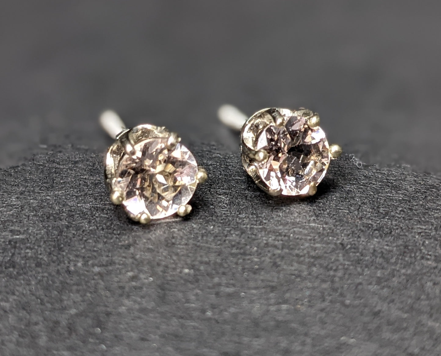 Morganite and Platinum Art Deco Stud Earrings