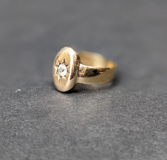 18Kt English Minecut Cigar Band with Diamond Starburst