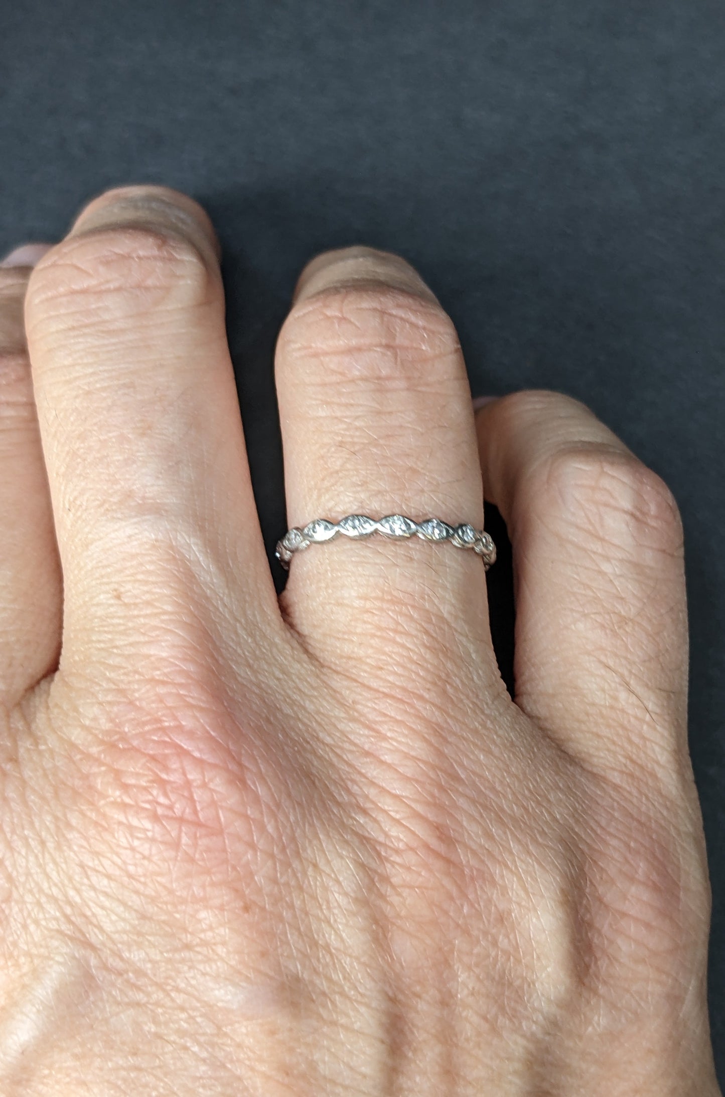 Platinum and diamond scallop band