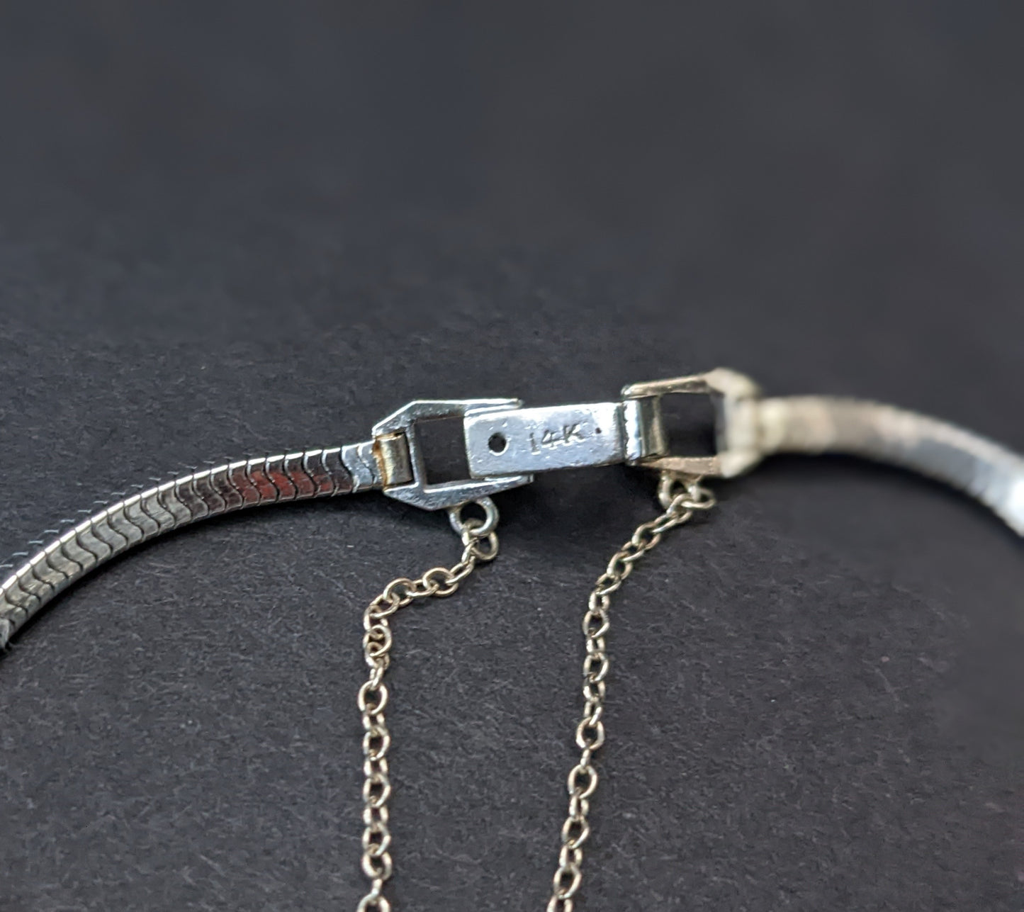 14Kt Sapphire and Diamond Art Deco Bracelet with snake chain
