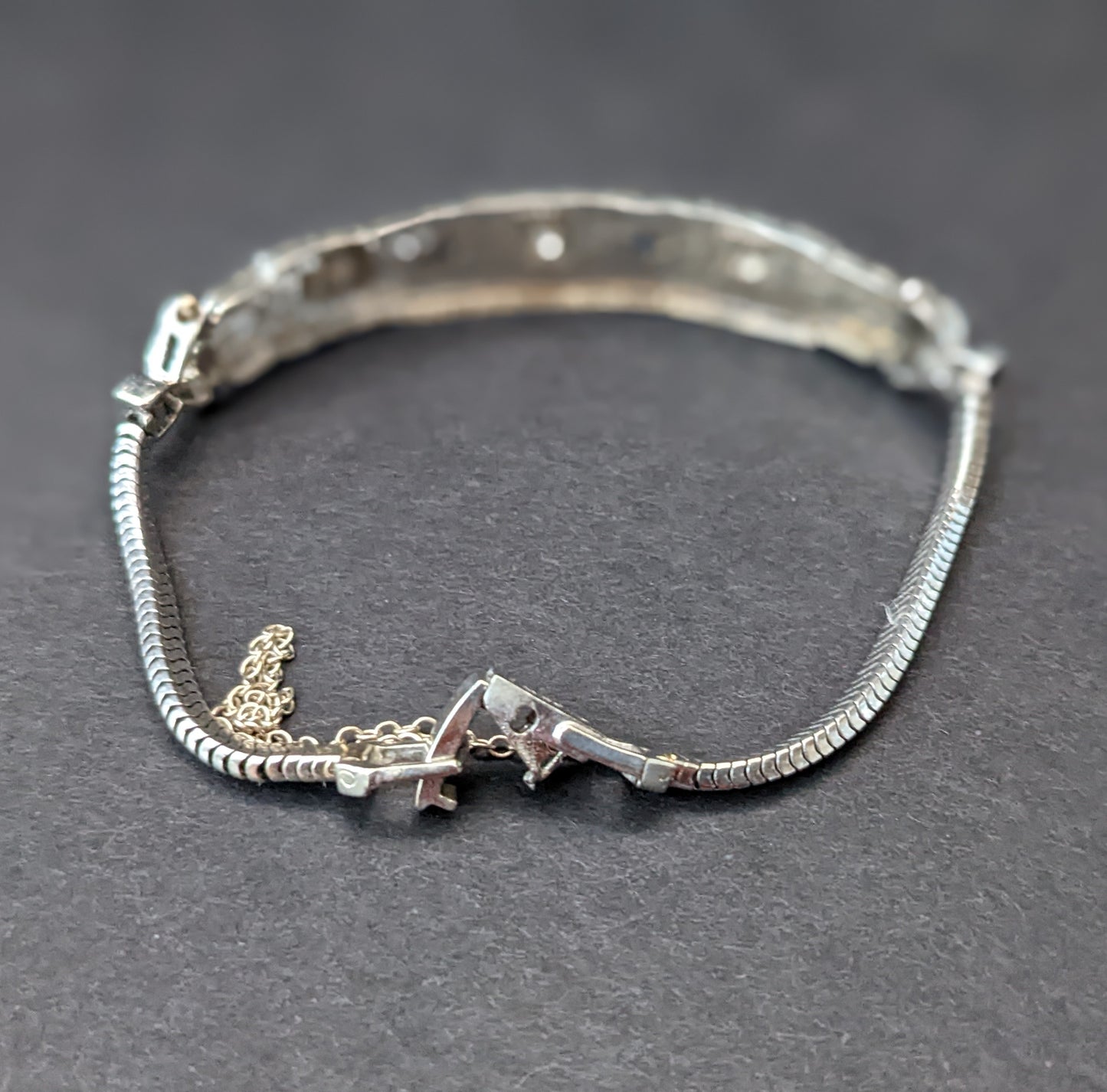 14Kt Sapphire and Diamond Art Deco Bracelet with snake chain