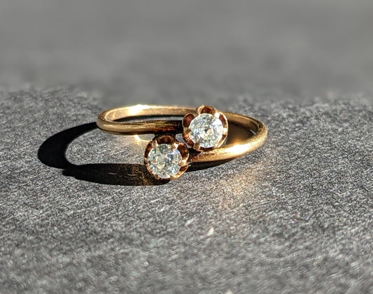 14Kt Gold Late 1800's Moi & Toi Diamond ring