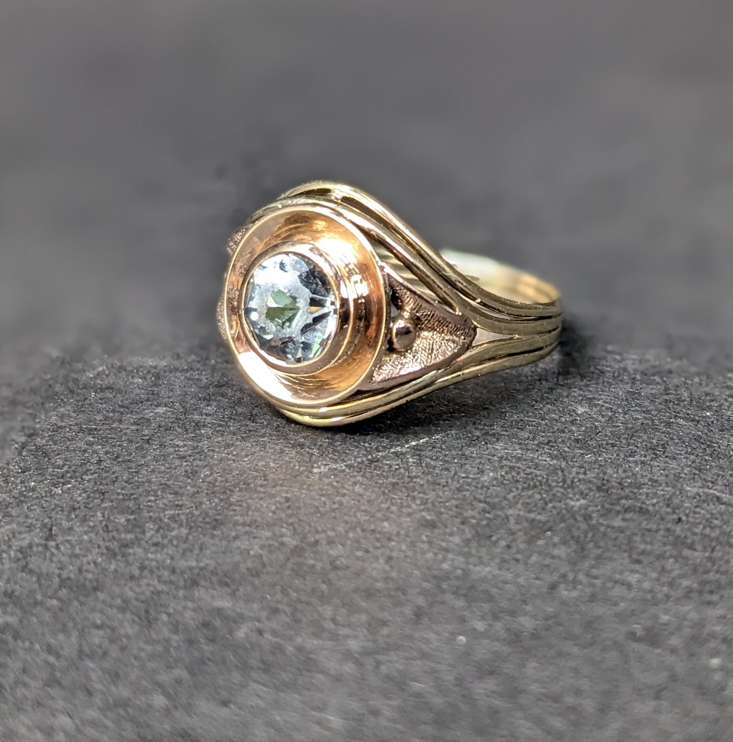 Blue Zircon Bullseye Ring