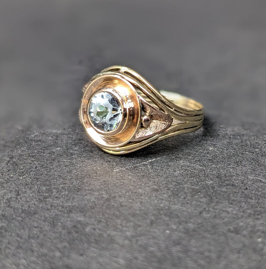 Blue Zircon Bullseye Ring