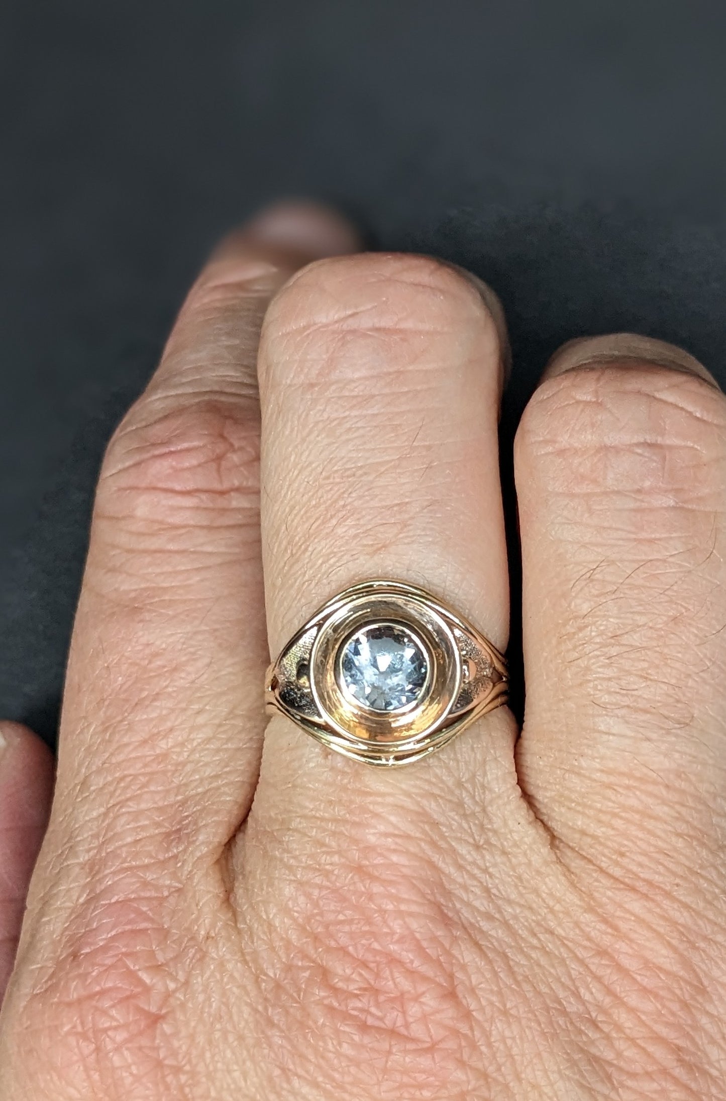 Blue Zircon Bullseye Ring