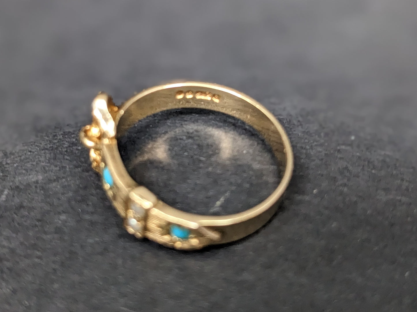 Pearl and Turquoise Buckle Ring