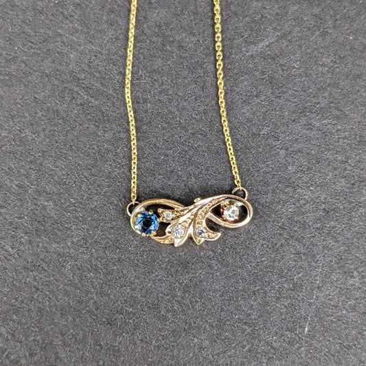 Art Nouveau Diamond and Sapphire Conversion Necklace