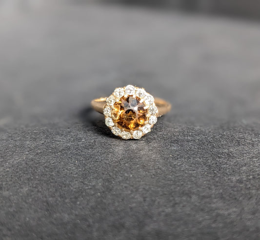 diamond halo 14Kt victorian Andalusian ring