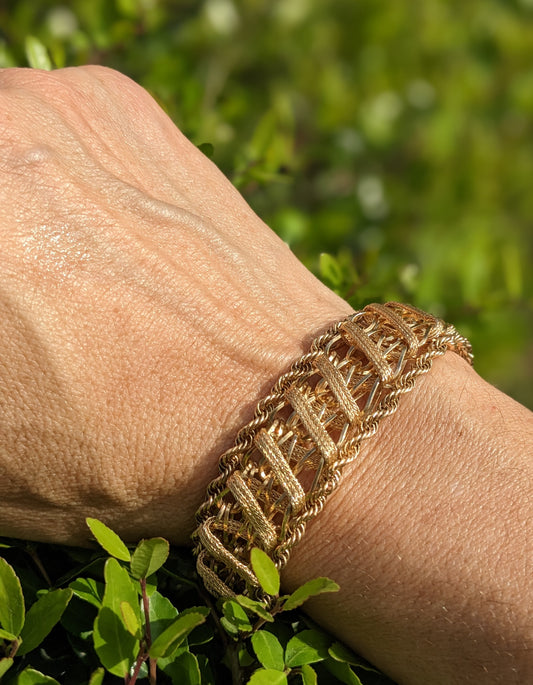 Heavy Gold Vintage Lattice Braided Bracelet
