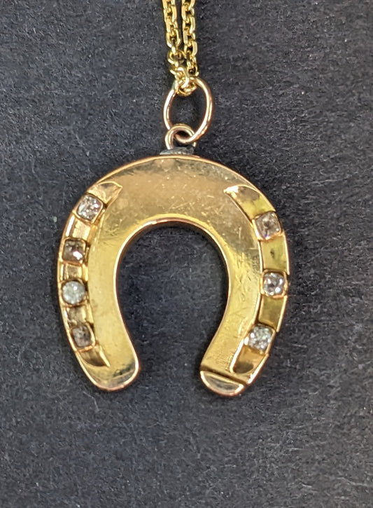 Horseshoe Pendant Necklace with Diamonds