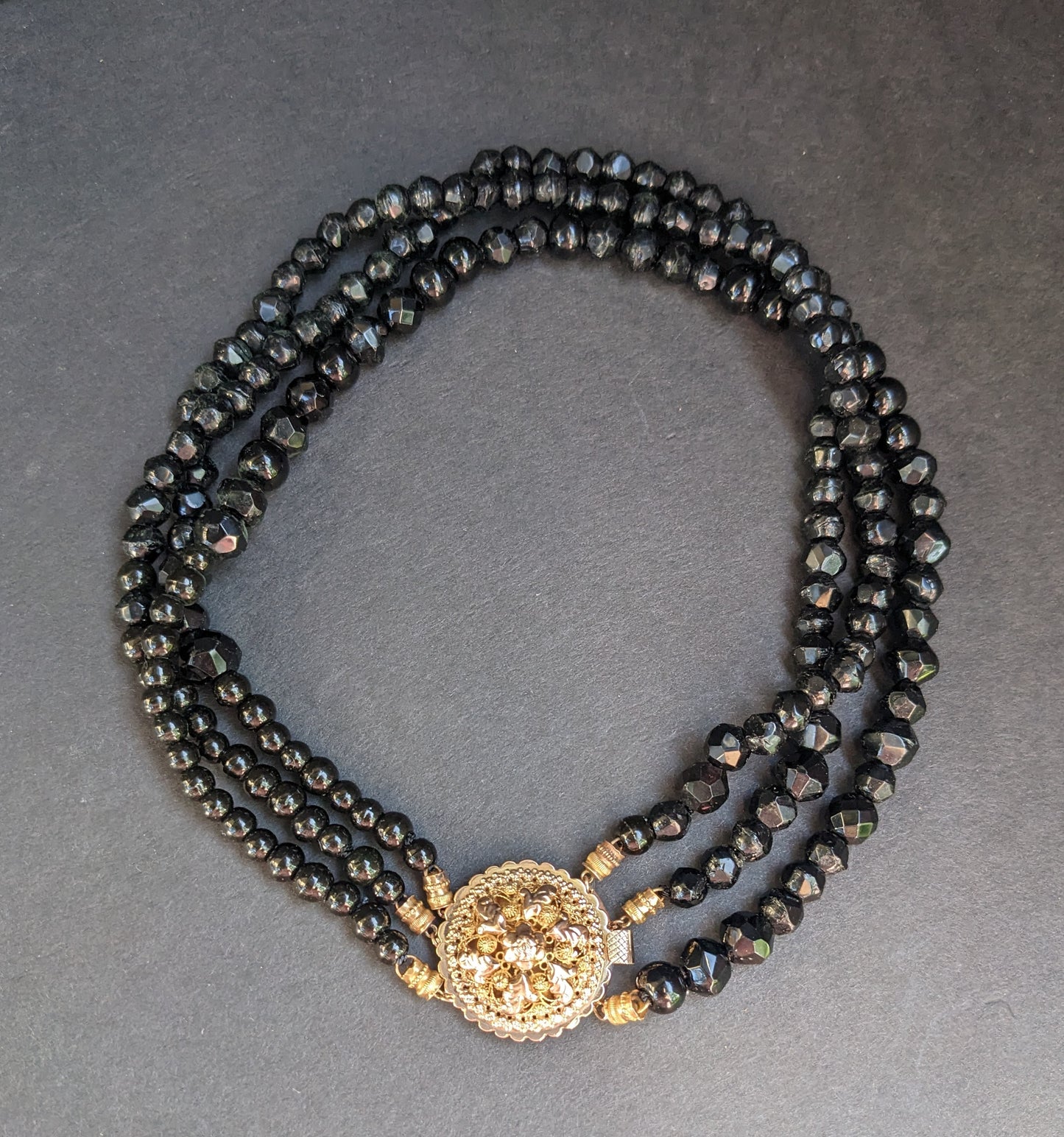 14k Dutch 3 String Onyx Choker