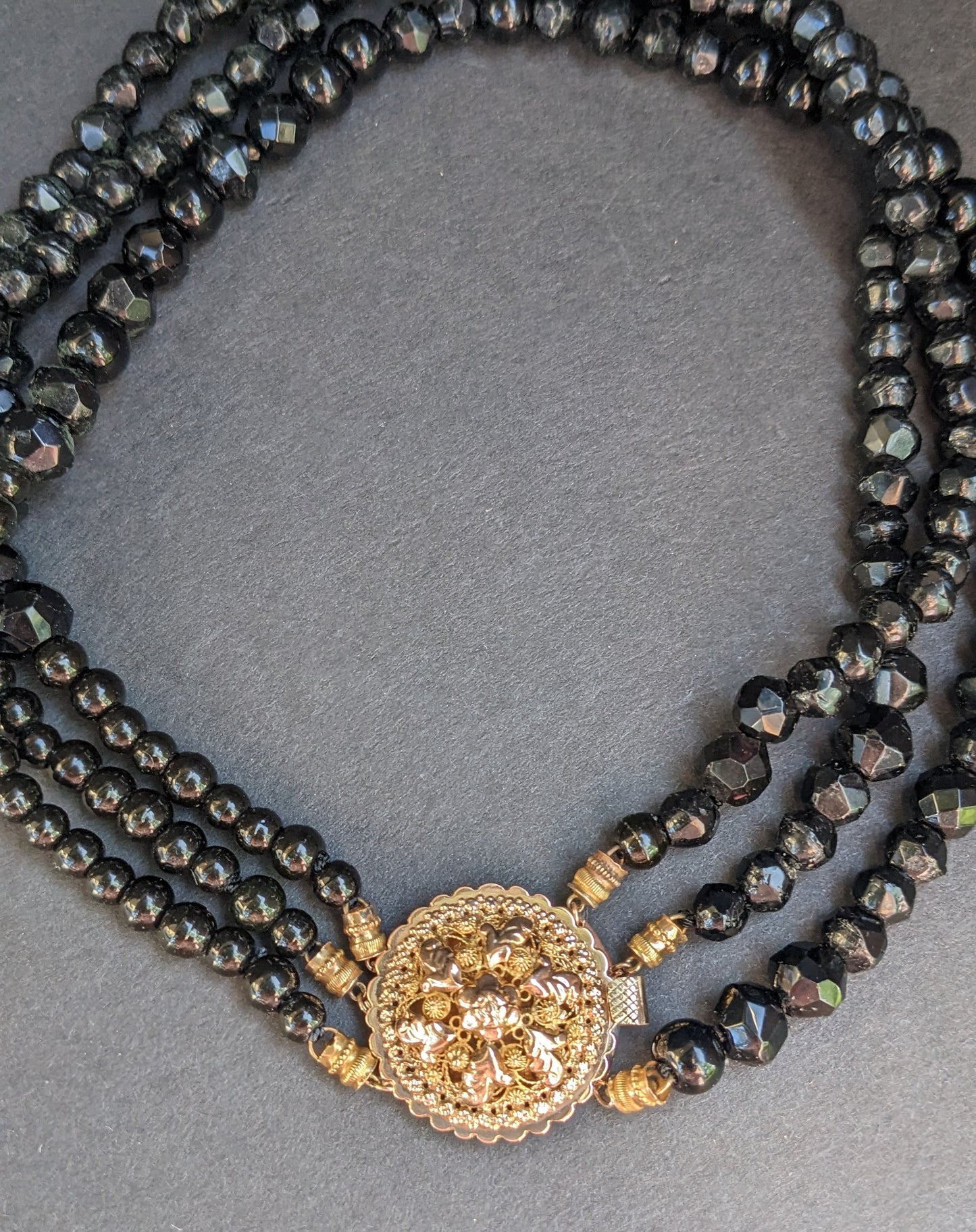 14k Dutch 3 String Onyx Choker