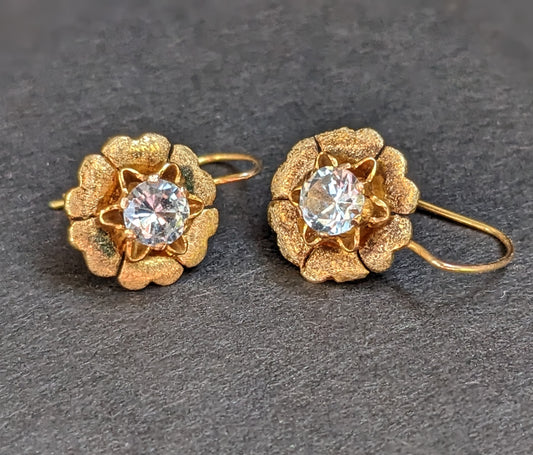 10Kt Blue Topaz American Drop Round Wire Earrings