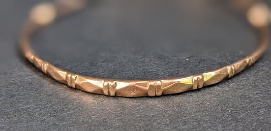 9kt Rose Gold Adjustable Bangle Bracelet with geometric engravings