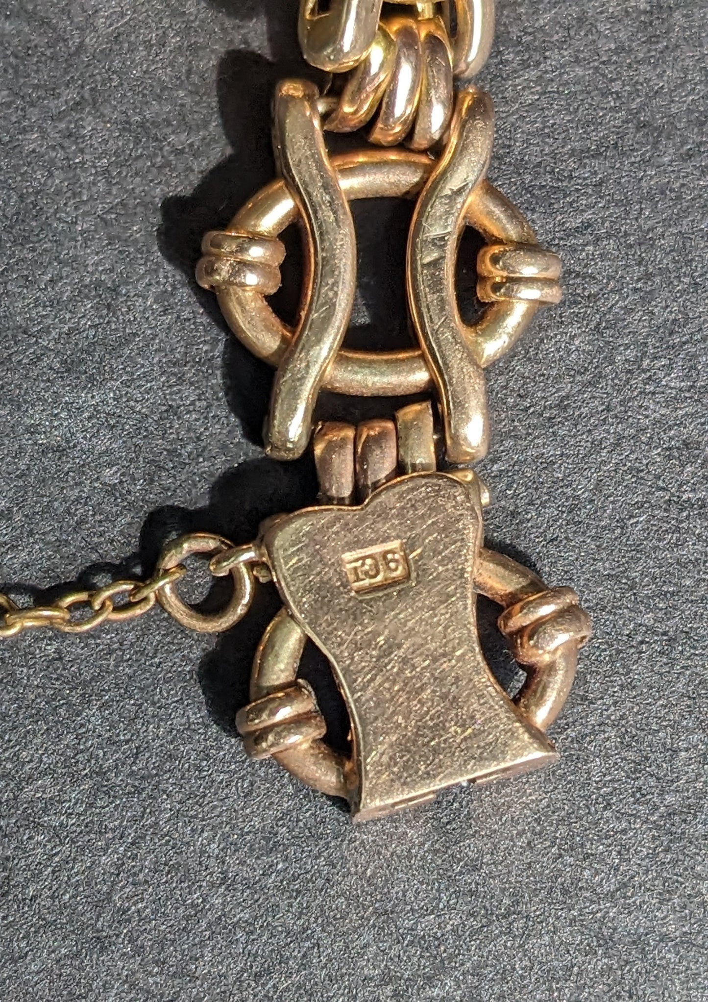 9Kt Gold Link Bracelet from 1920's, ovals and sticks